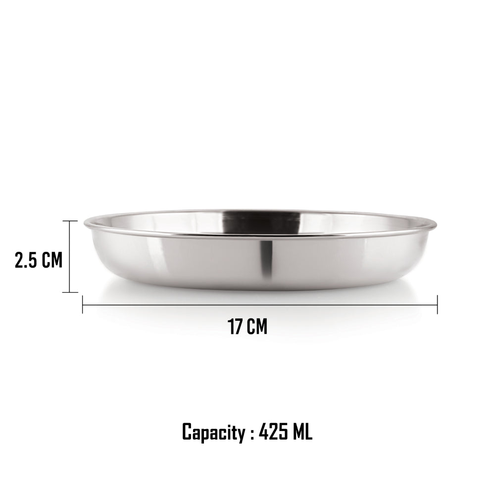 Stainless Steel Serving Plate Set of 3, 425 ML