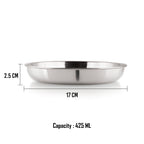 Stainless Steel Serving Plate Set of 3, 425 ML