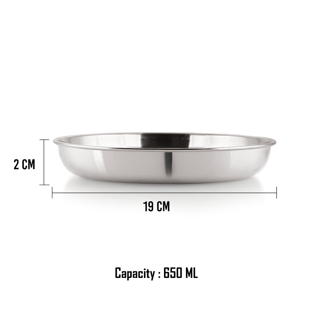 Stainless Steel Small Serving Plates Set of 4, 650ML