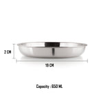 Stainless Steel Small Serving Plates Set of 4, 650ML