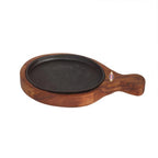 Cast Iron Sizzler Plate with Wooden Base, 15cm x 7cm