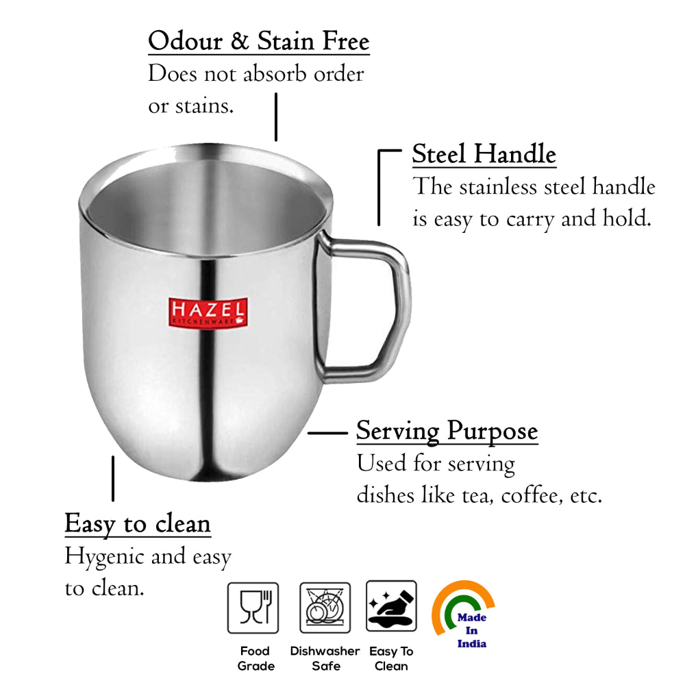 Plain Stainless Cute Coffee Mug Set  of 4, 300ML (Each)