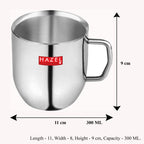 Plain Stainless Cute Coffee Mug Set of 6, 300ML (Each)