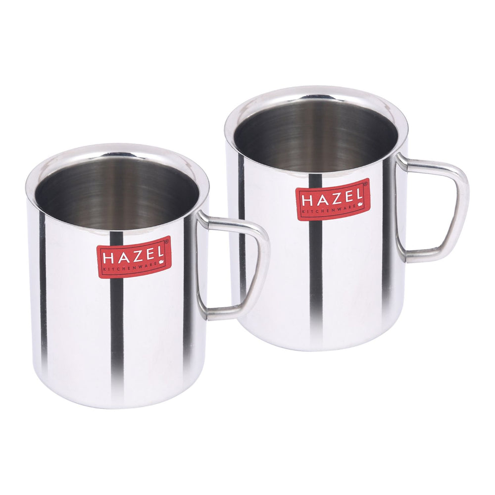 Stainless Steel Double Wall Big Green Tea  Mug Set , 210 ML (Each)
