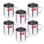 Stainless Steel Double Wall Big Green Tea  Mug Set of 6, 210 ML (Each)