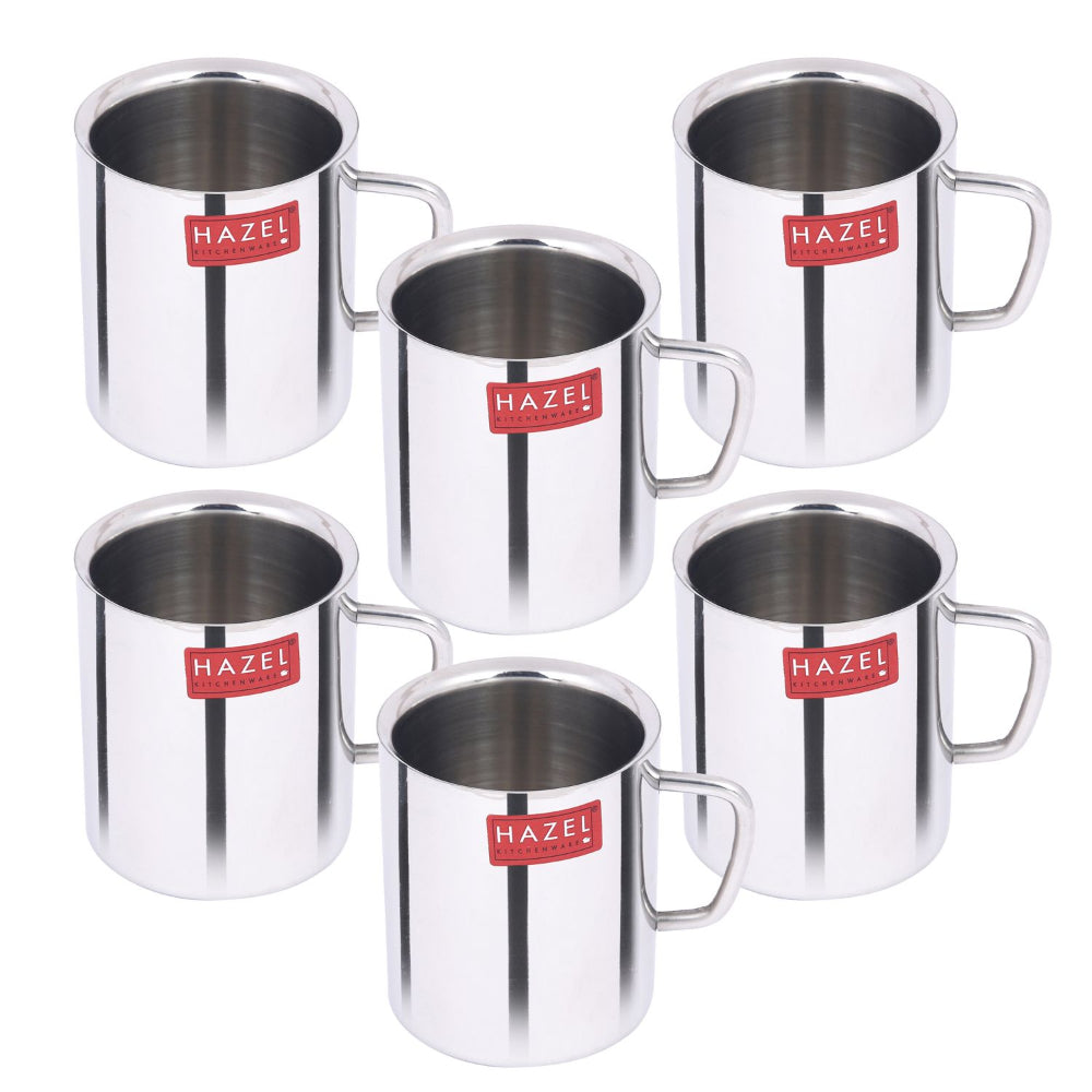 Stainless Steel Double Wall Big Green Tea  Mug Set of 6, 210 ML (Each)