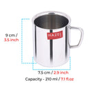 Stainless Steel Double Wall Big Green Tea  Mug Set of 6, 210 ML (Each)