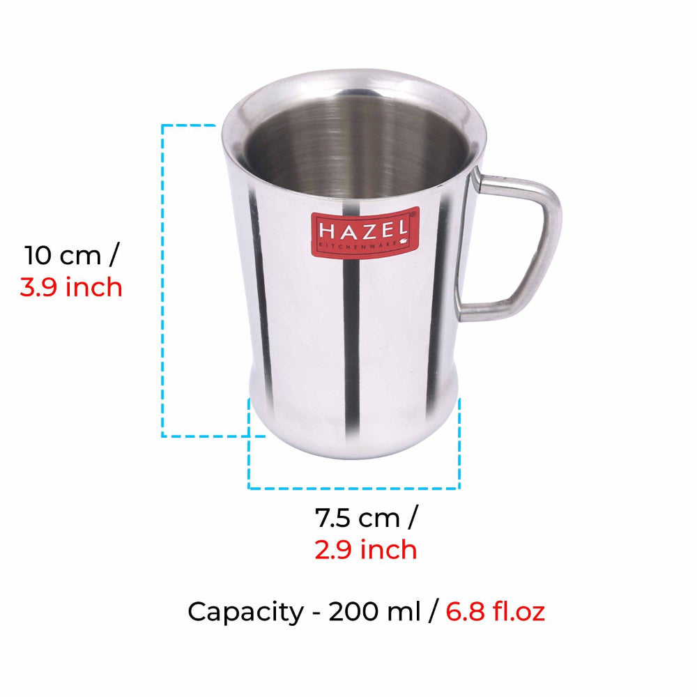 Stainless Steel Coffee Cup, 200ml - Set of 6