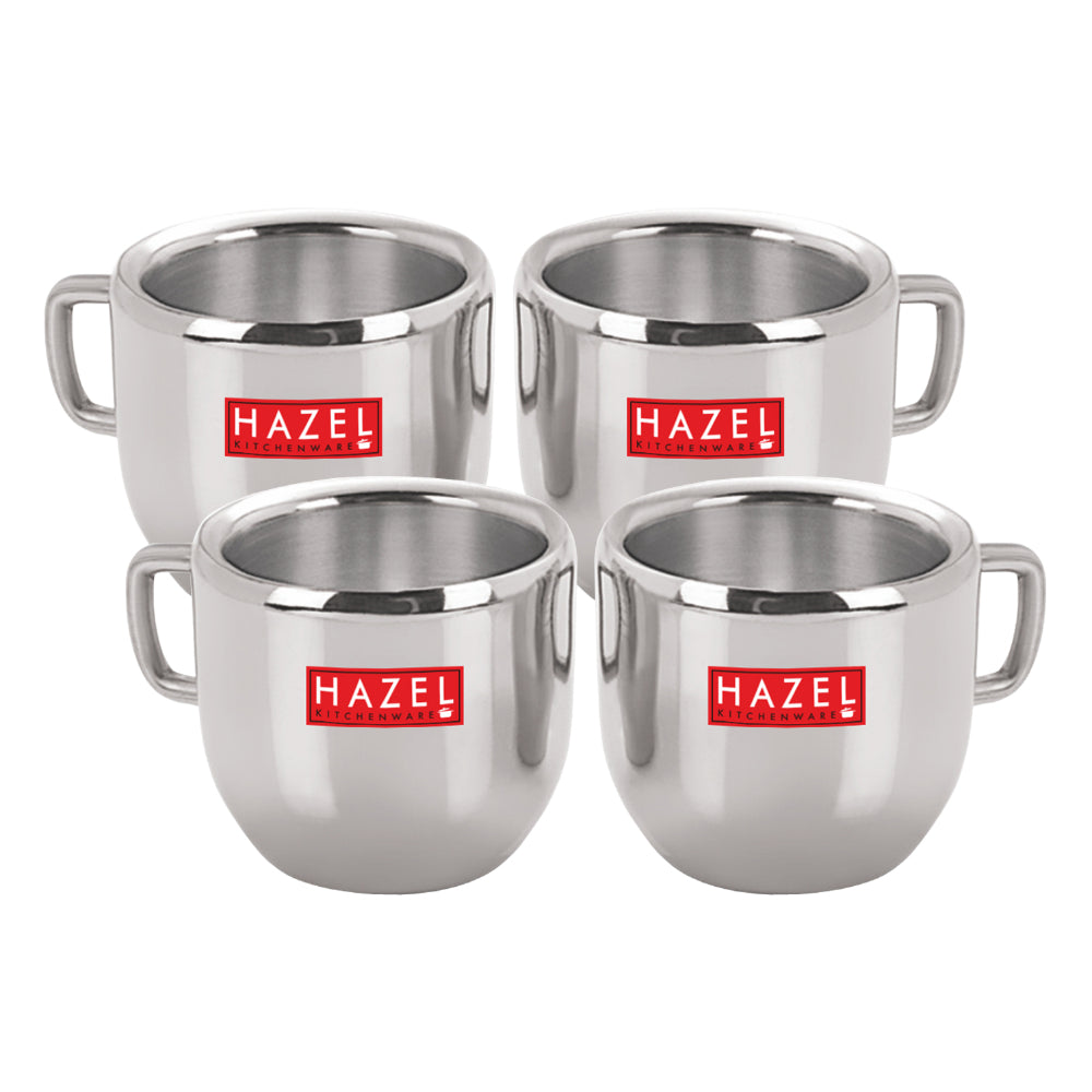 Small Stainless Steel Green Tea Cute Cup Set of 4, 100 ML (Each)
