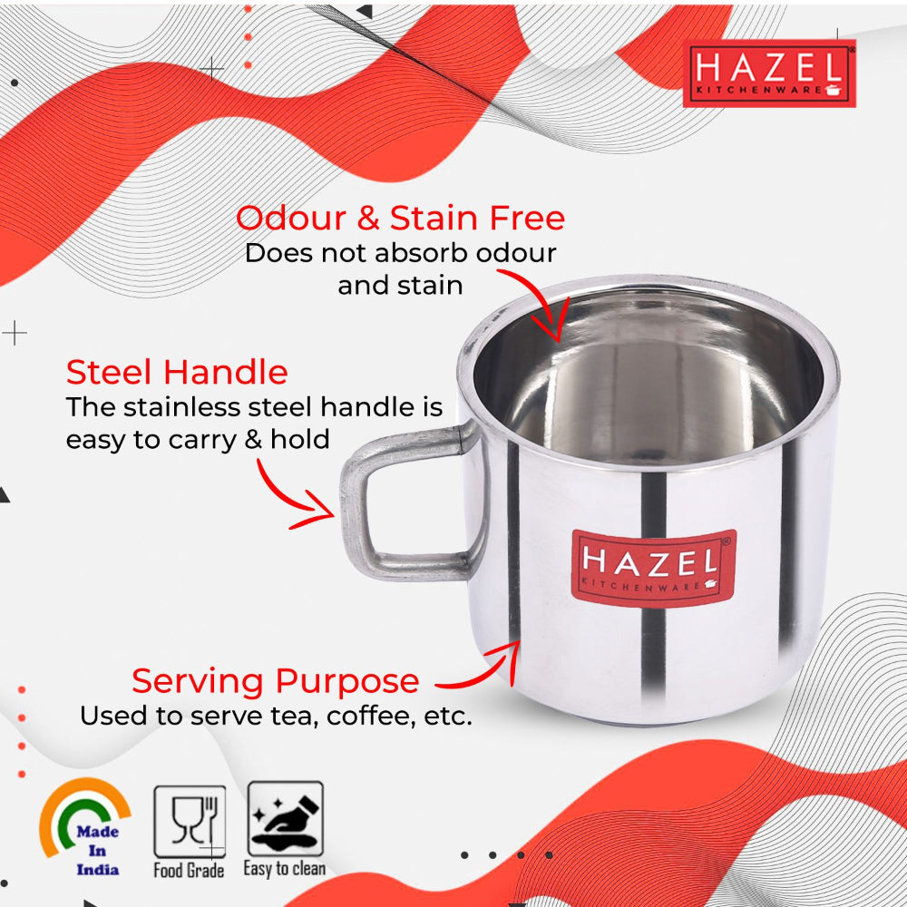 Small Stainless Steel Tea/Chai Mug  Set of 2, 100 ML (Each)