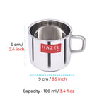Small Stainless Steel  Tea/Chai Mug Set of 6, 100 ML (Each)