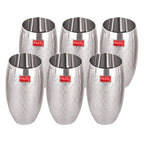 Stainless Steel Drinking Glass Matt Finish, 260ml Set of 6