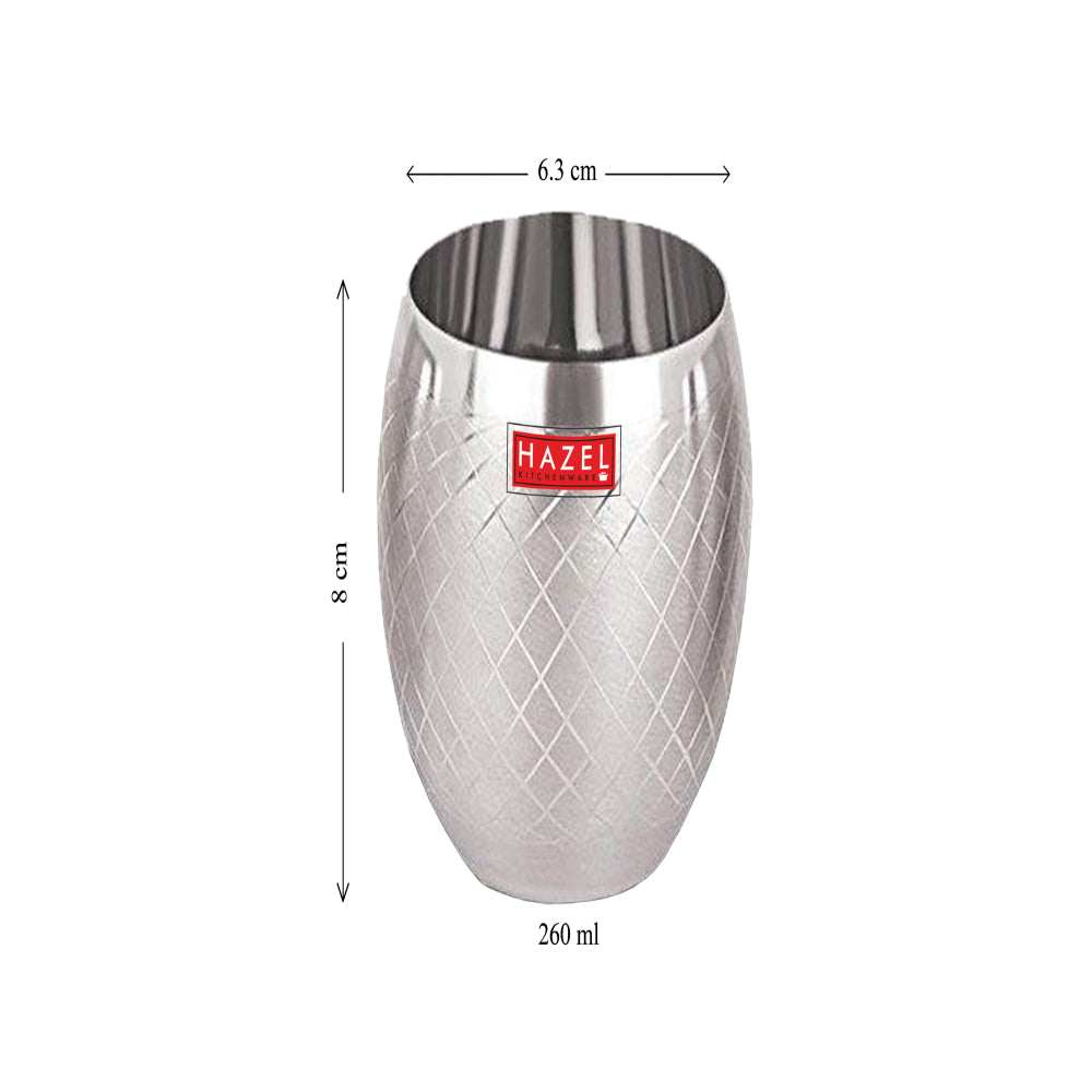 Stainless Steel Drinking Glass Matt Finish, 260ml Set of 6