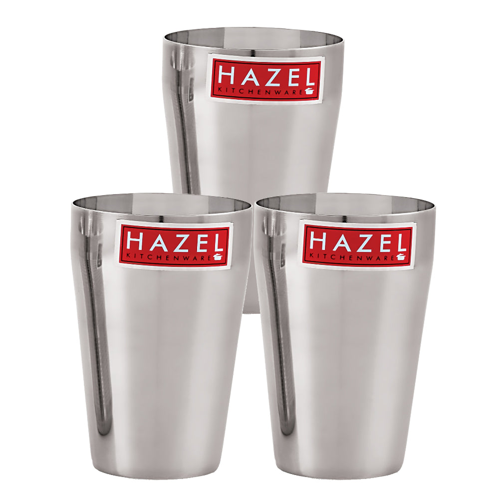 Plain Stainless Steel Jumbo Lassi Glass Set of 3, 750ML Each