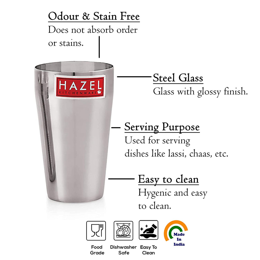 Plain  Stainless Steel Jumbo Lassi Glass Set of 6, 750ML Each