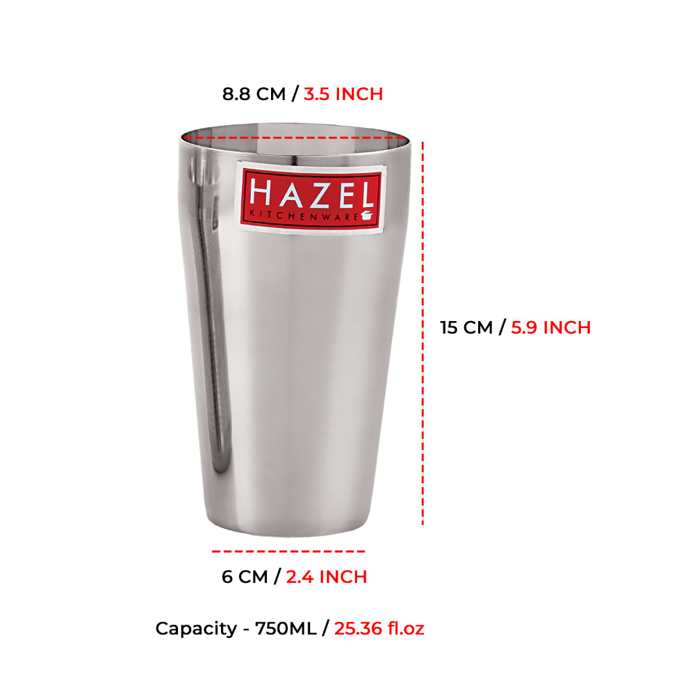 Plain  Stainless Steel Jumbo Lassi Glass Set of 6, 750ML Each