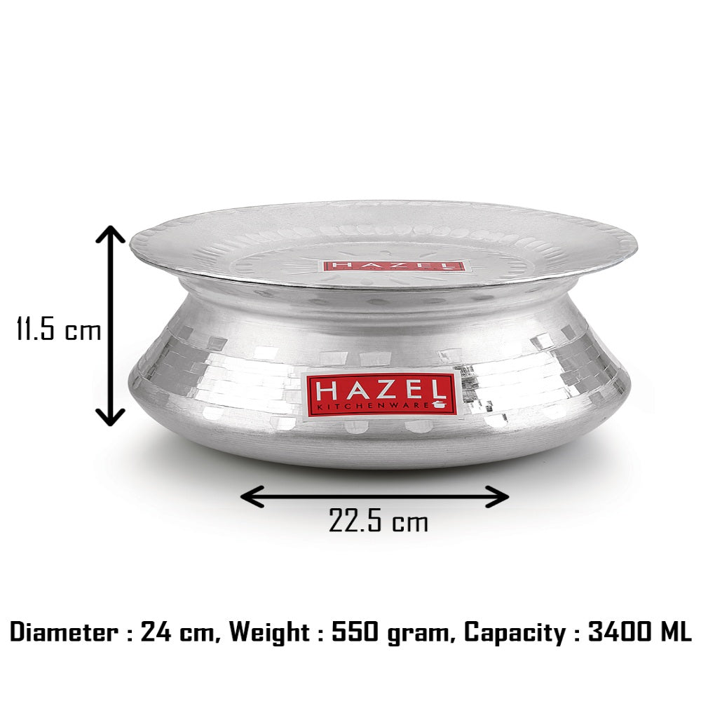 Aluminium Handi/Biryani Pot with Lid –  24 cm, 3200 ML