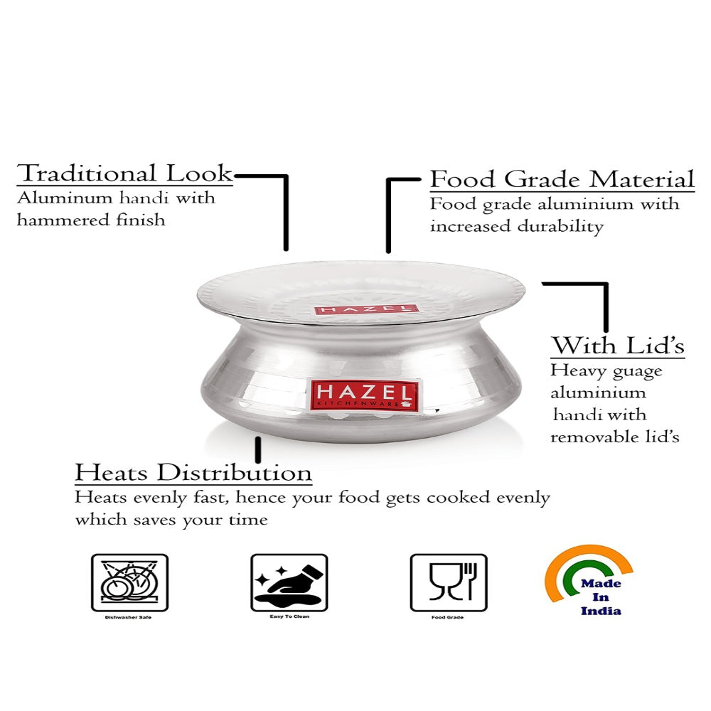 Aluminium Handi with Lid, Dhari Patiya, Biryani & Curry Cooking Pot