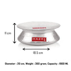 Handi with lid annotated with height 11 cm, diameter 18.5 cm, weight 360 grams, and capacity 1900 ML.