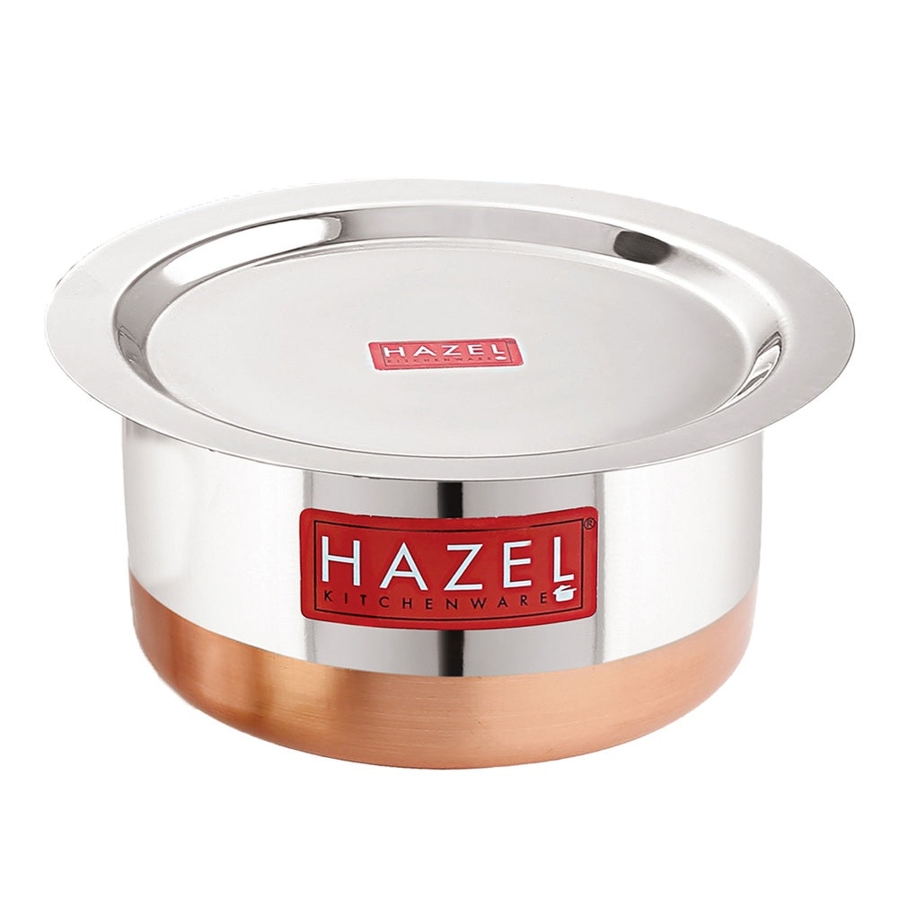 Copper Bottom Steel Tope/ Patila with Lid 5200ML