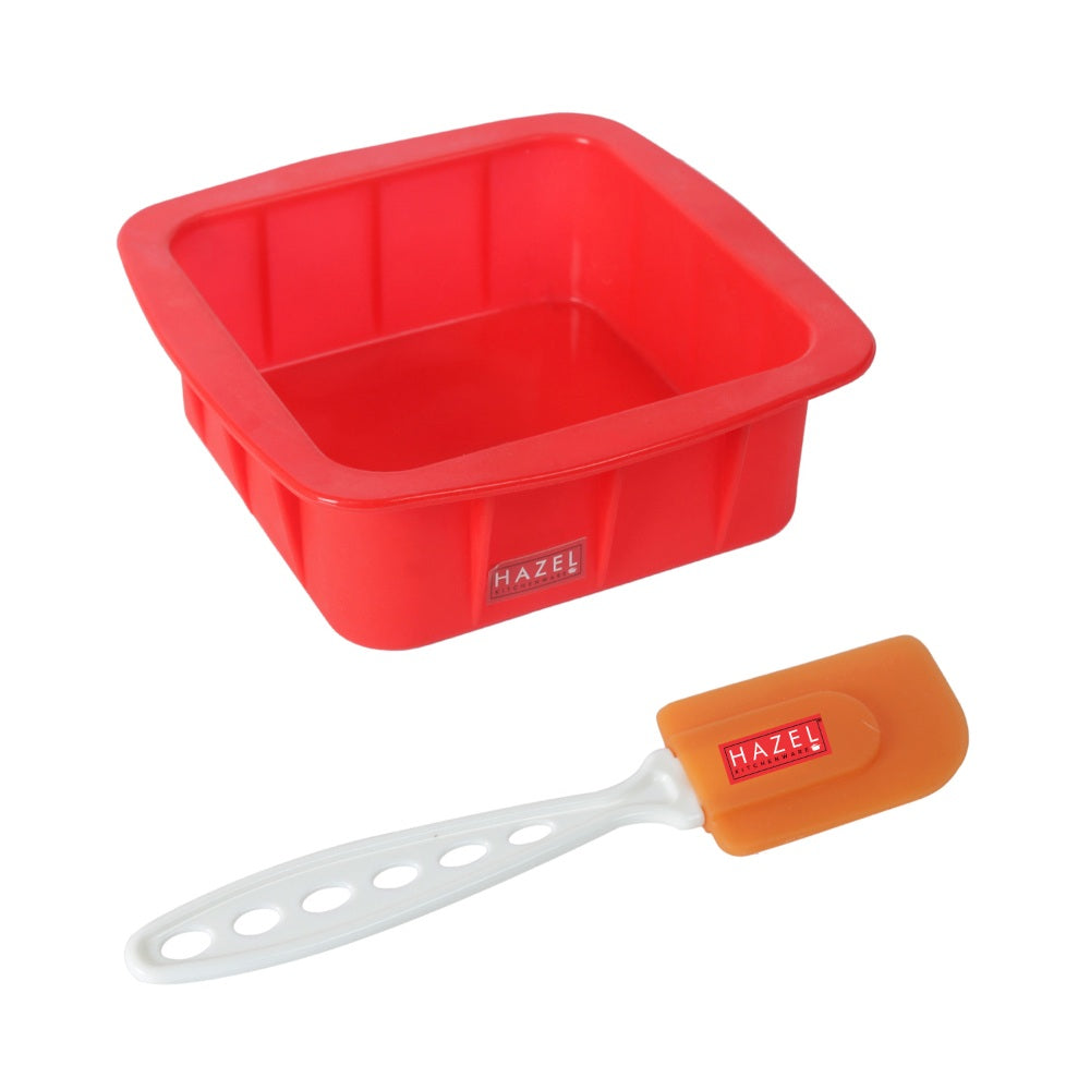 Silicone Square Cake Mould with Spatula, Half Kg