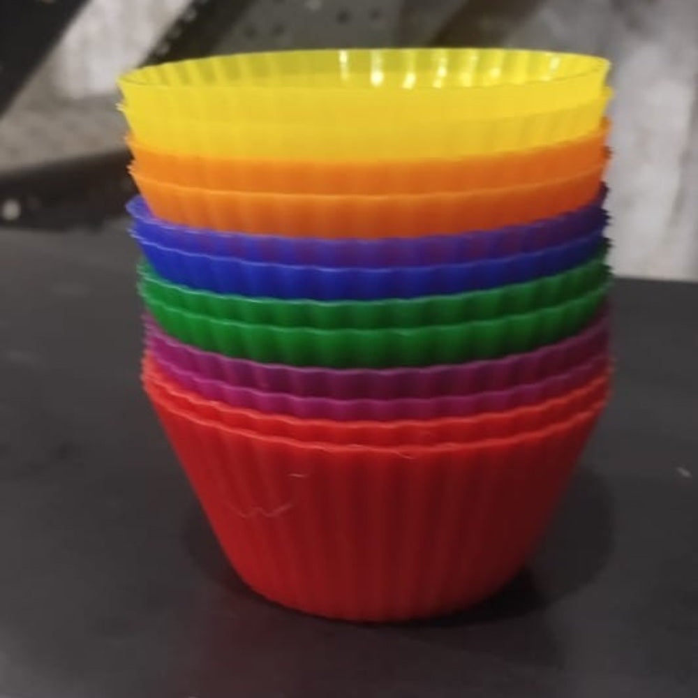 Round Reusable Silicone Cupcake Moulds - Set Of 12