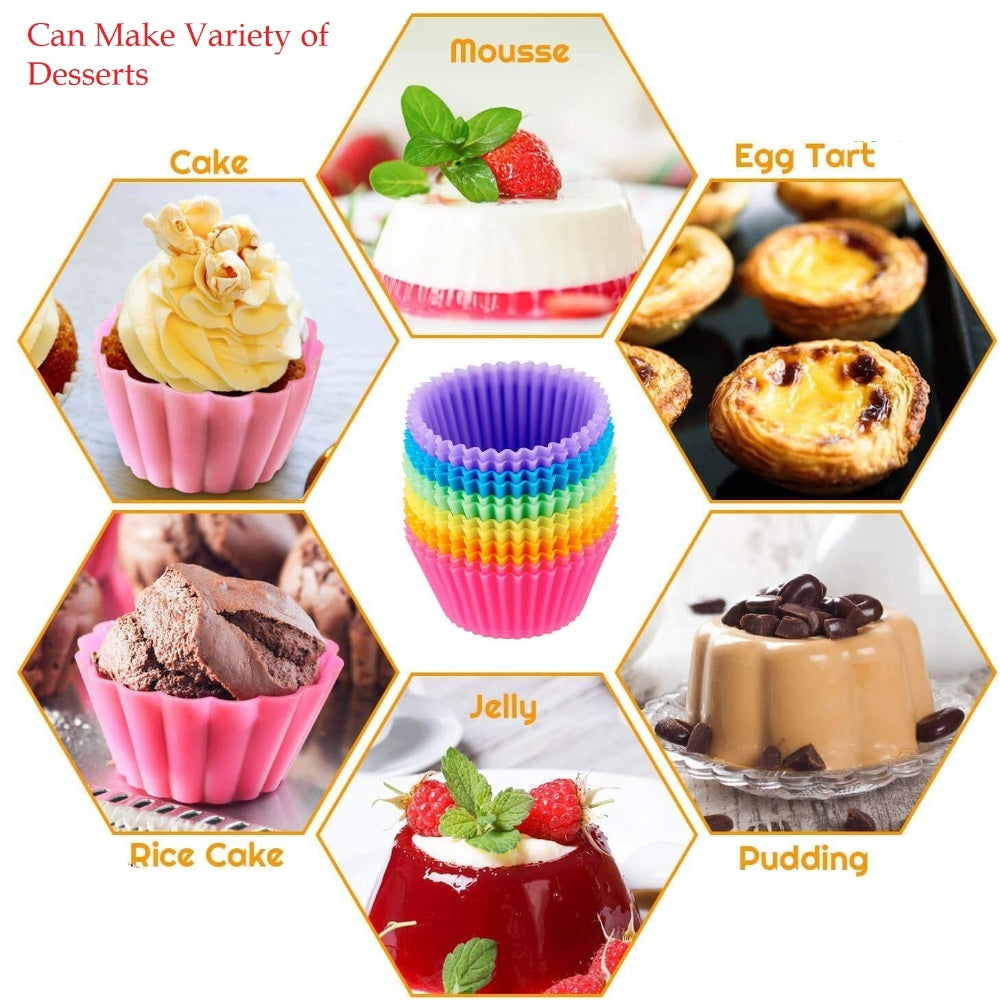 Round Reusable Silicone Cupcake Moulds - Set Of 12