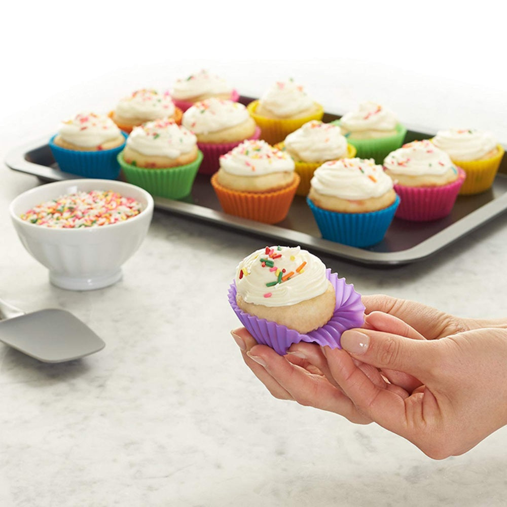 Round Reusable Silicone Cupcake Moulds - Set Of 12