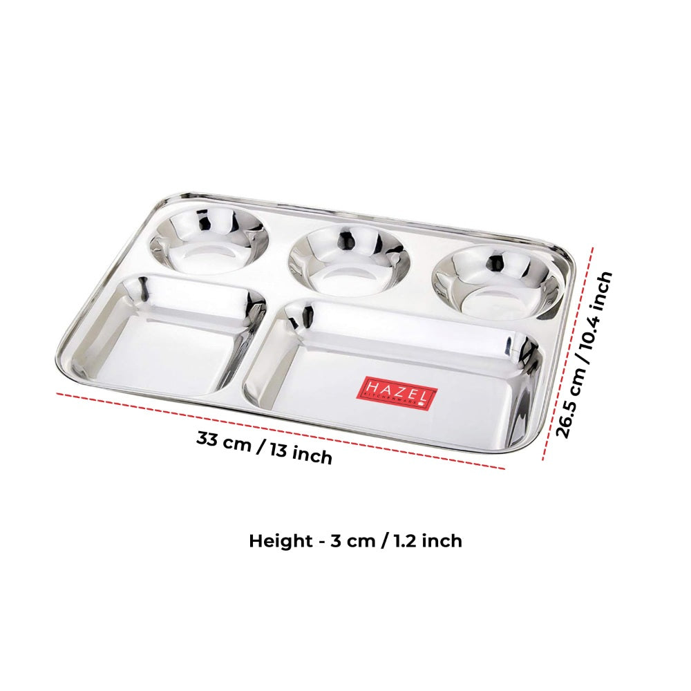 Stainless Steel Compartment Mess Plate (Set of 6)