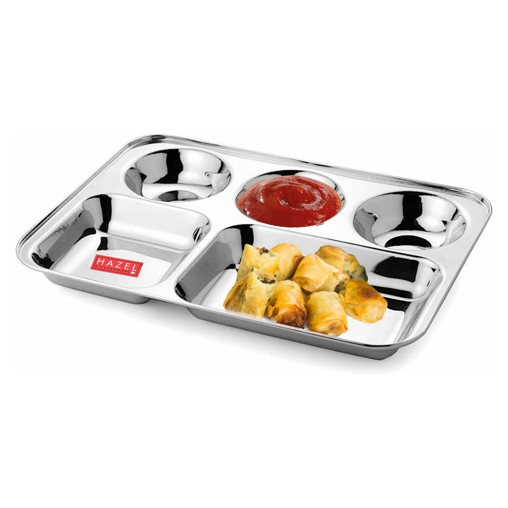 Stainless Steel Compartment Mess Plate (Set of 6)