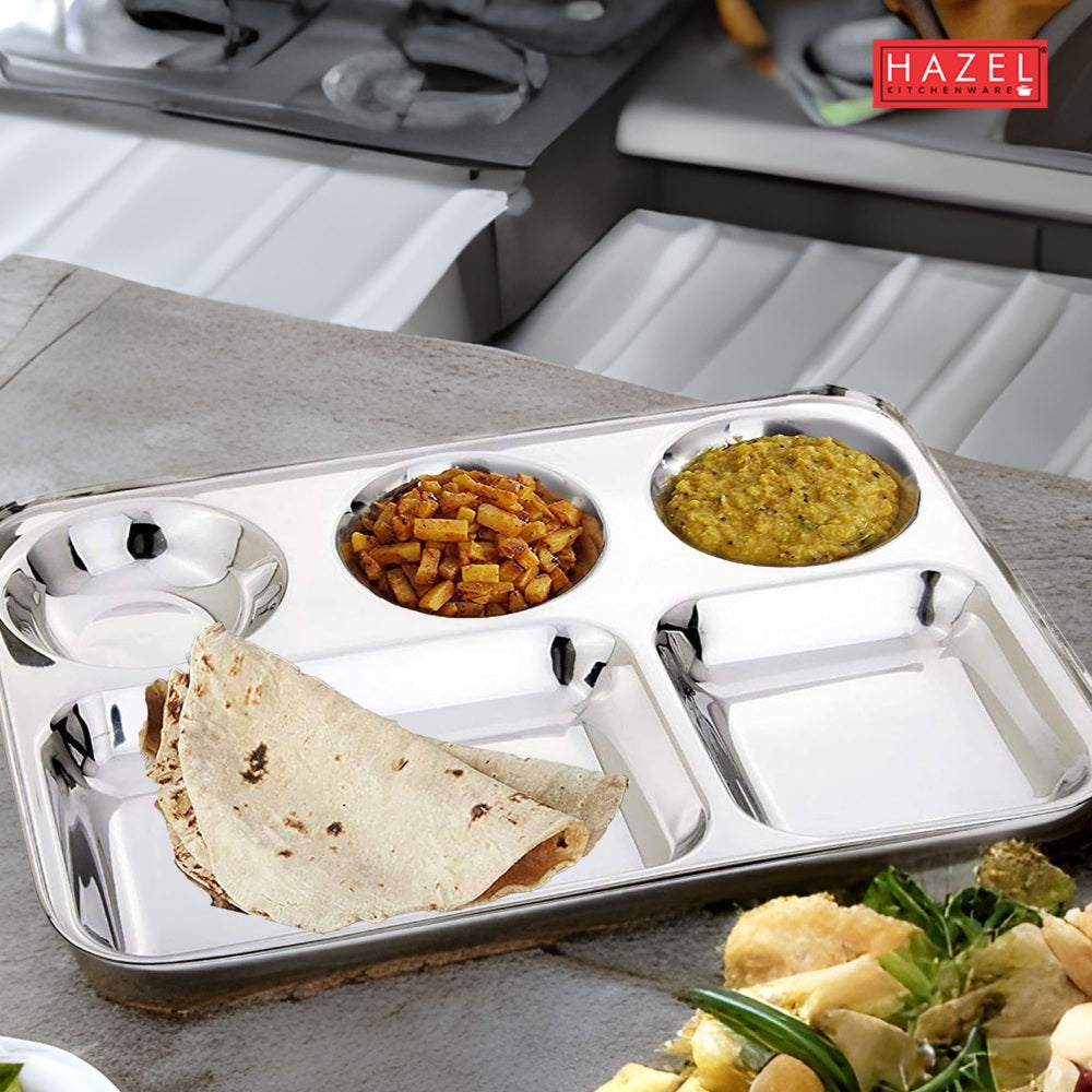 Stainless Steel Compartment Mess Plate (Set of 6)