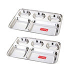 Stainless Steel Compartment Mess Plate (Set of 2)