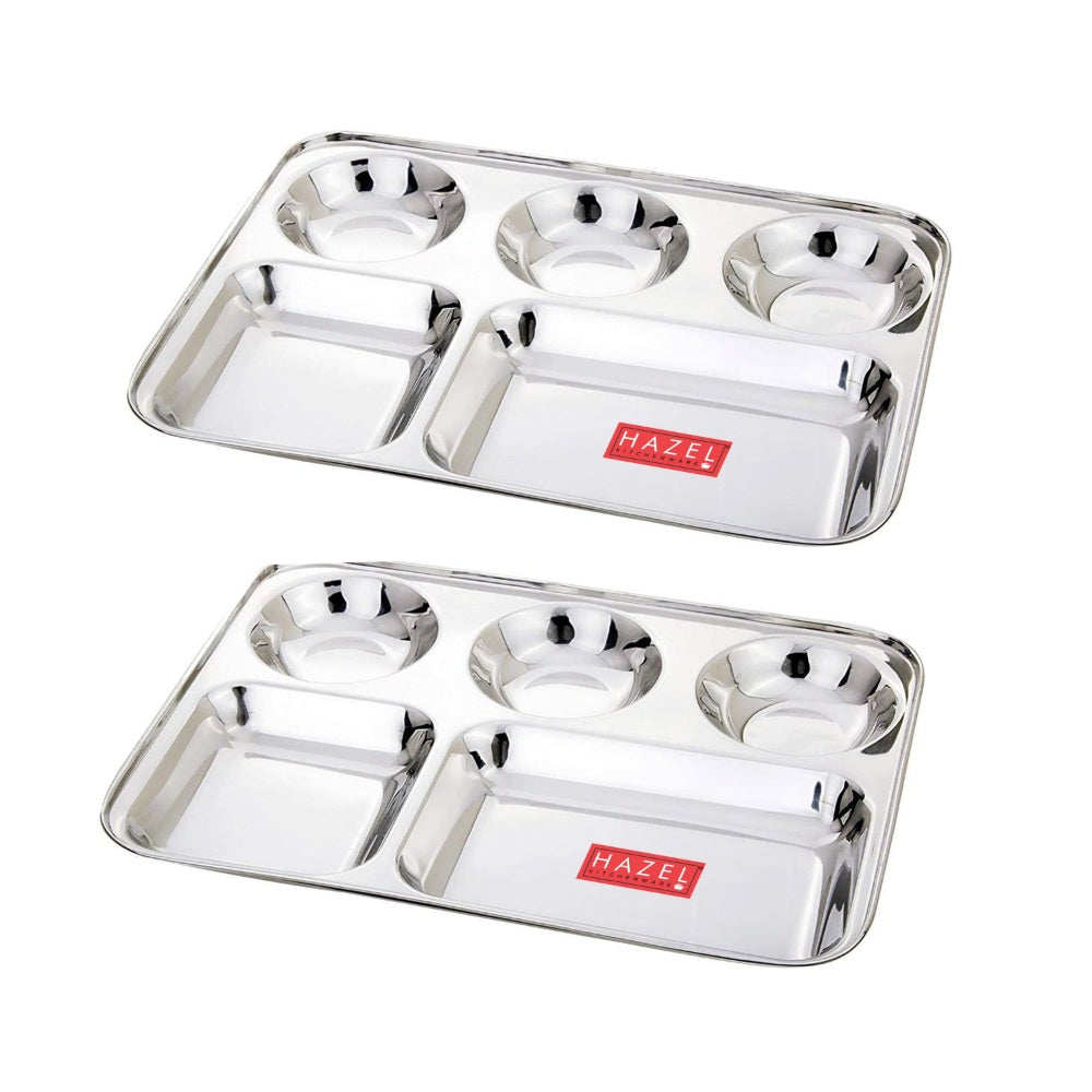 Stainless Steel Compartment Mess Plate (Set of 2)