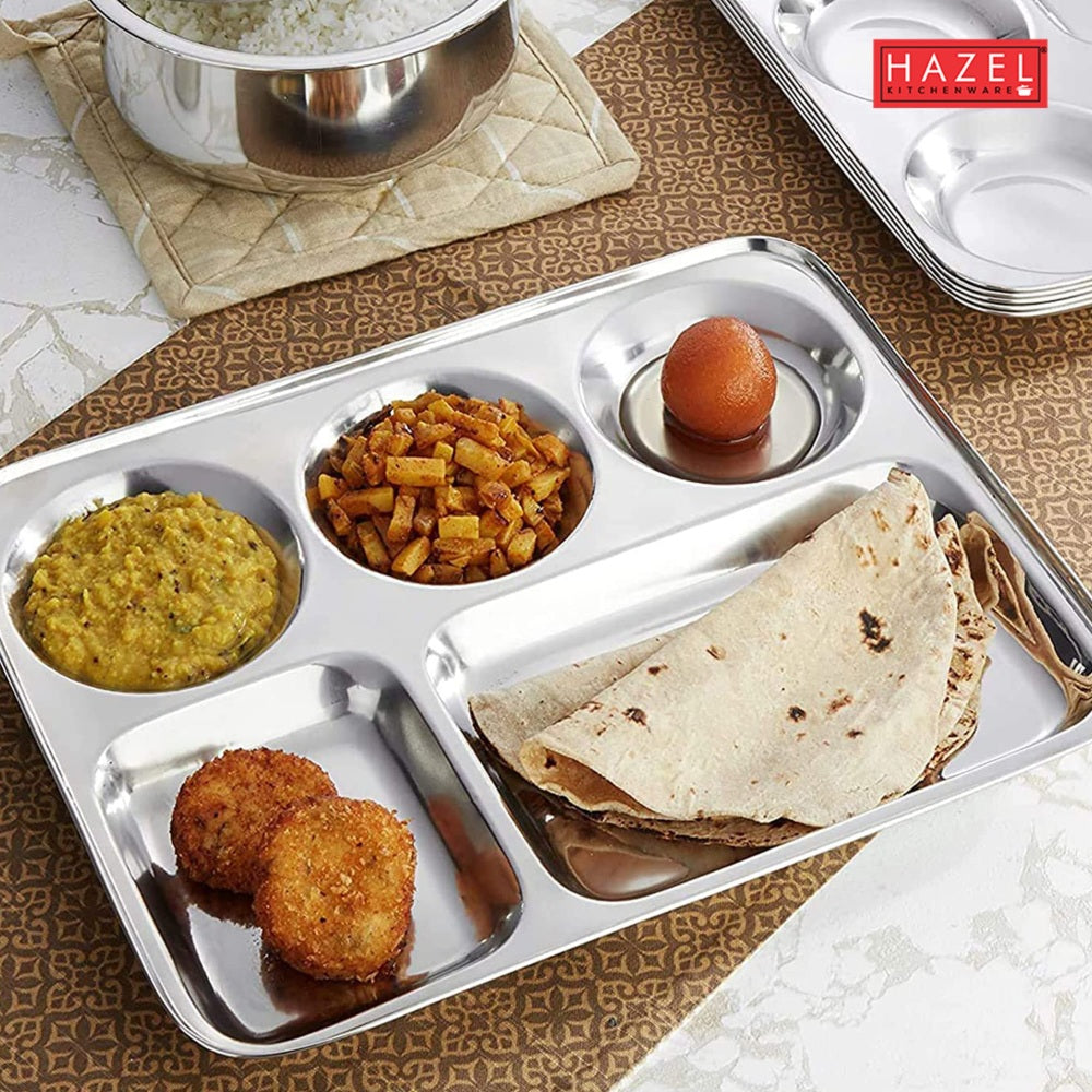 Stainless Steel Compartment Mess Plate (Set of 6)