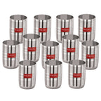 Stainless Steel Glasses for water and Juice - 350 ML (Set of 12)
