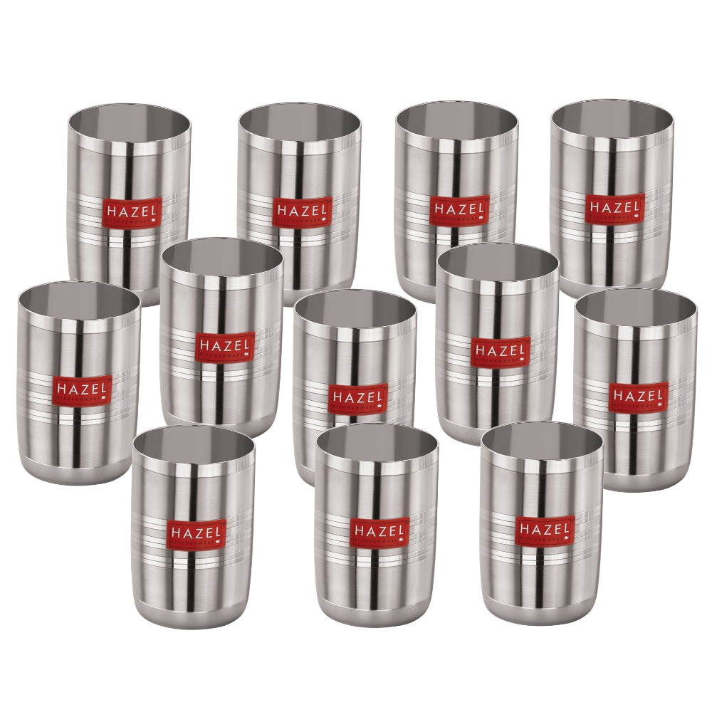 Stainless Steel Glasses for water and Juice - 350 ML (Set of 12)