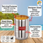 Stainless Steel Glasses for water and Juice - 350 ML (Set of 12)