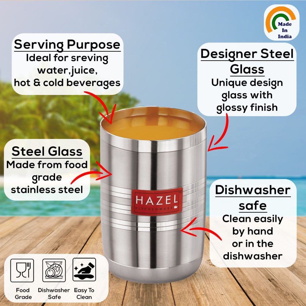 Stainless Steel Glasses for water and Juice - 350 ML (Set of 12)