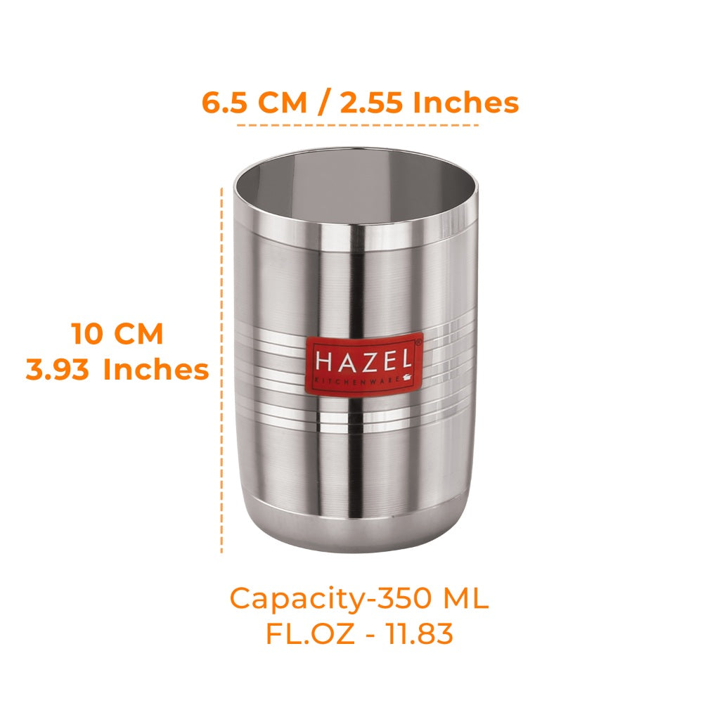 Stainless Steel Glasses for water and Juice - 350 ML (Set of 12)