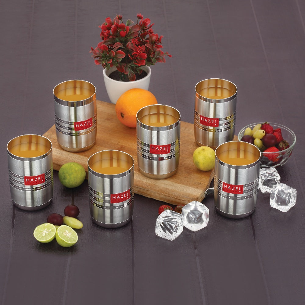 Stainless Steel Glasses for water and Juice - 350 ML (Set of 6)
