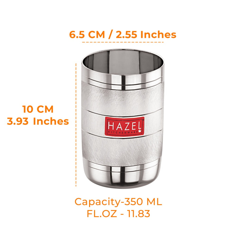 Steel Drinking Glass - 350 ML (Set of 12) | Glossy Finish