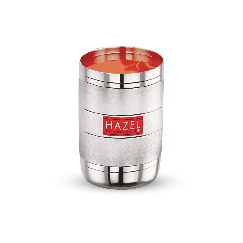 Steel Drinking Glass- 350 ML (Set of 6) | Glossy Finish