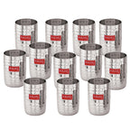 Hammered Stainless Steel Glass Set of 12 (350 ML Each)