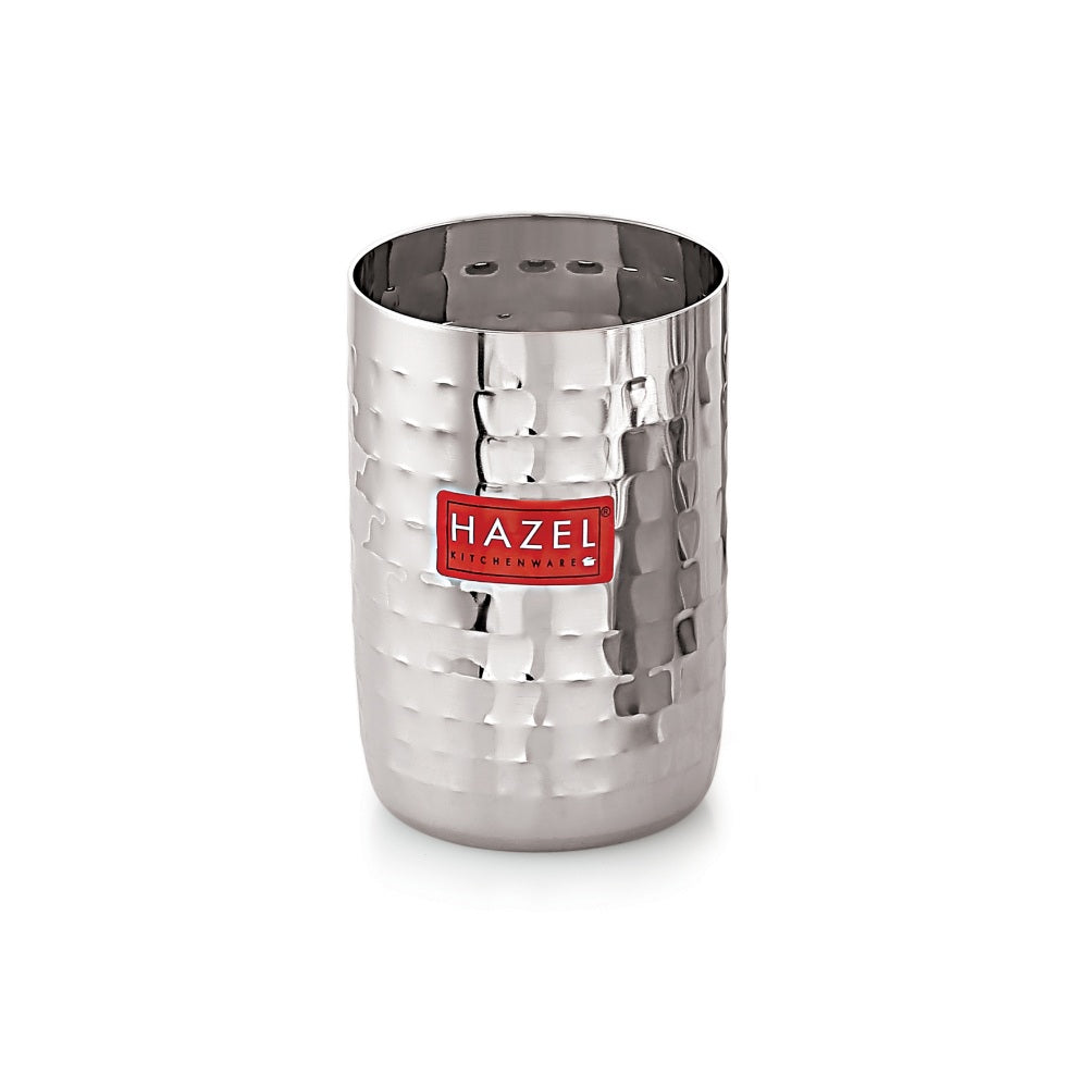 Hammered Stainless Steel Glass Set of 12 (350 ML Each)