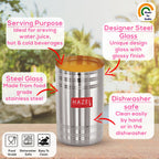 Stainless Steel Drinking Glass with Glossy Finish, 450 ml- Set of 12