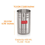 Stainless Steel Drinking Glass with Glossy Finish, 450 ml- Set of 12