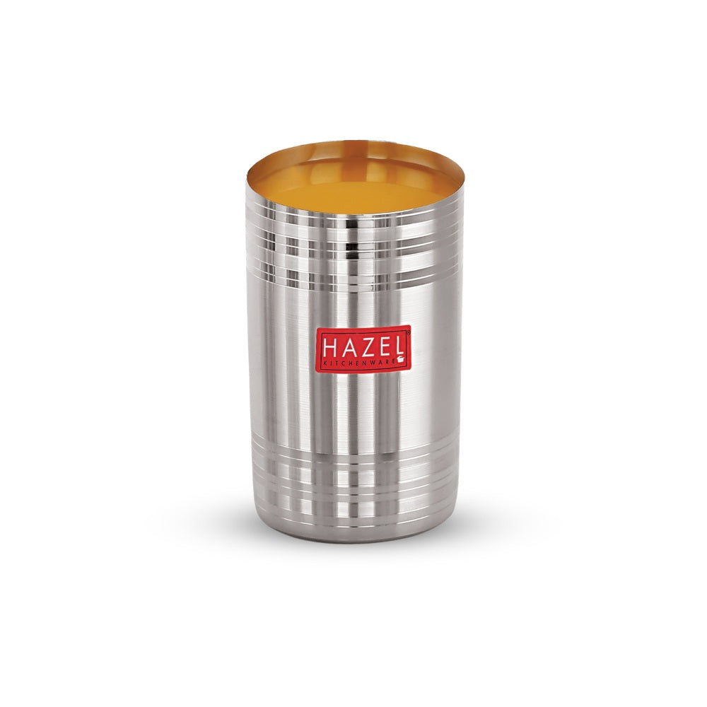 Stainless Steel Drinking Glass with Glossy Finish, 450 ml- Set of 12