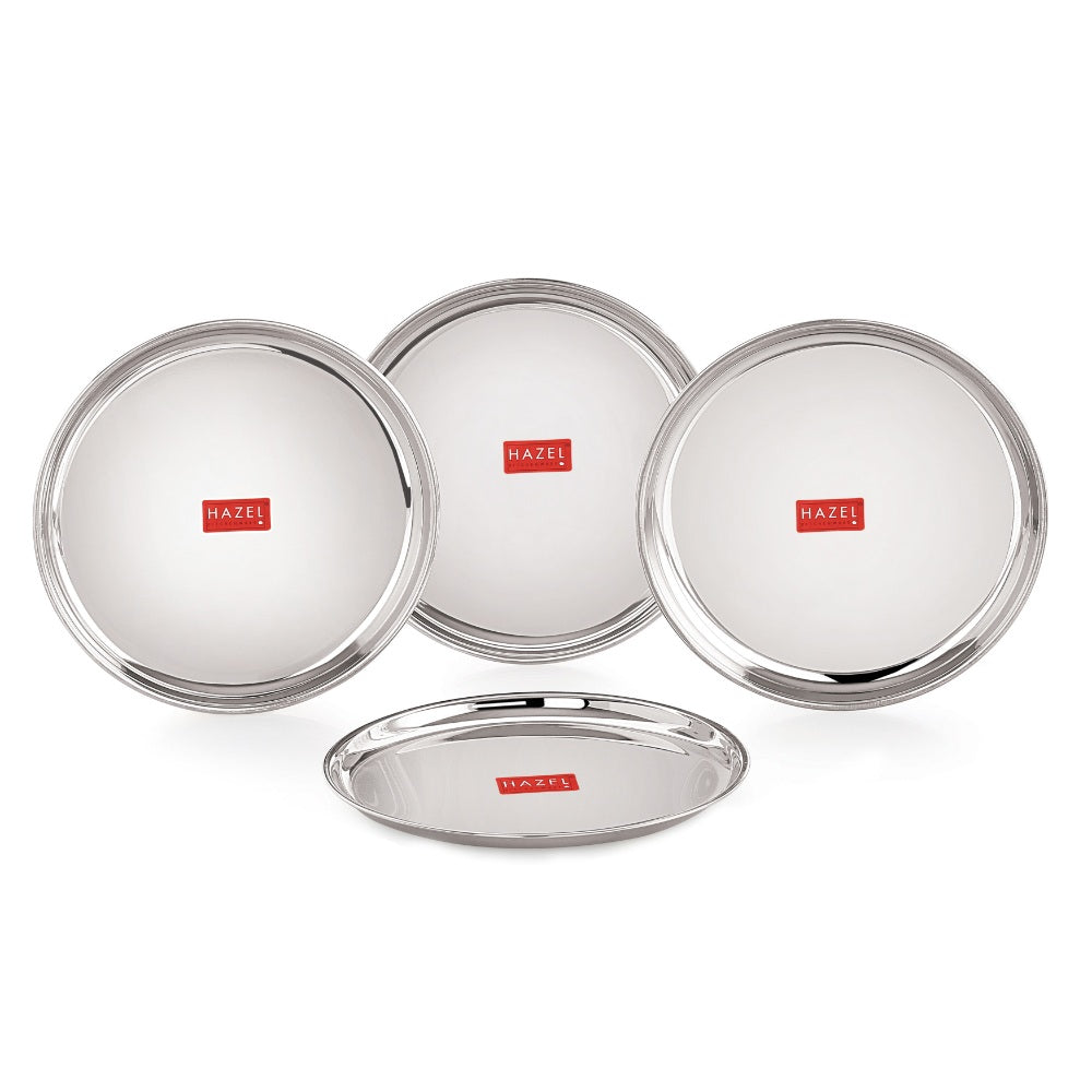 Stainless Steel Serving Plate/Thali 21cm (Set of 4)