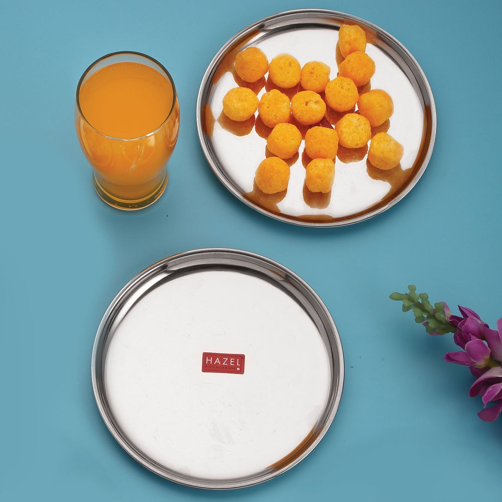 Stainless Steel Serving Plate/Thali 21cm (Set of 2)