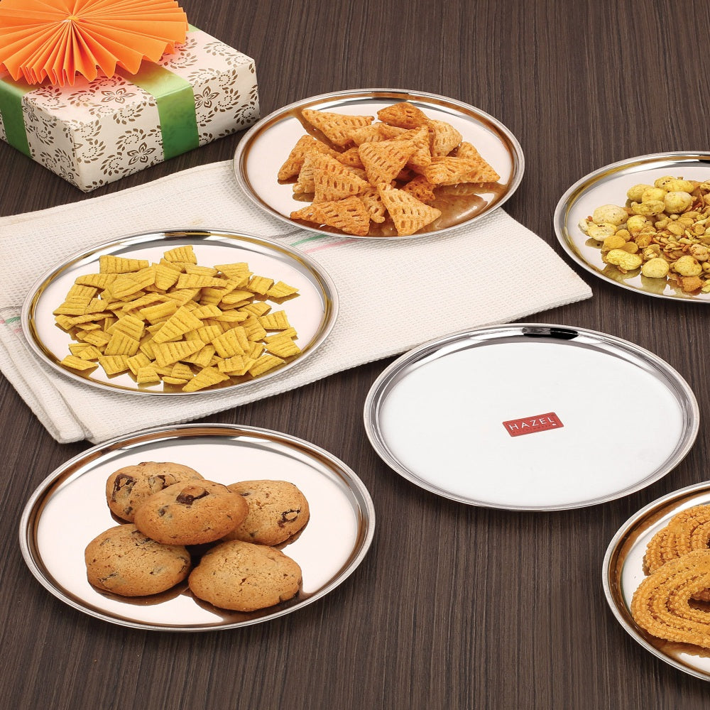 Stainless Steel Serving Plate/Thali 18.5 cm (Set of 4)